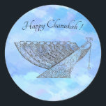 Anpassbare Chanukah-Aufkleber, klein Runder Aufkleber<br><div class="desc">Wie bei einem meiner Grußkarten-Designs,  verwenden Sie diese Aufkleber auf Umschlägen,  Packungen und was auch immer Sie möchten Aufkleber auf. Fügen Sie Ihren Geschenken,  Karten,  Briefen usw. eine feierliche Note hinzu.</div>