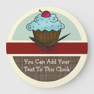 Anpassbare Cherry Cupcake v2 Große Wanduhr