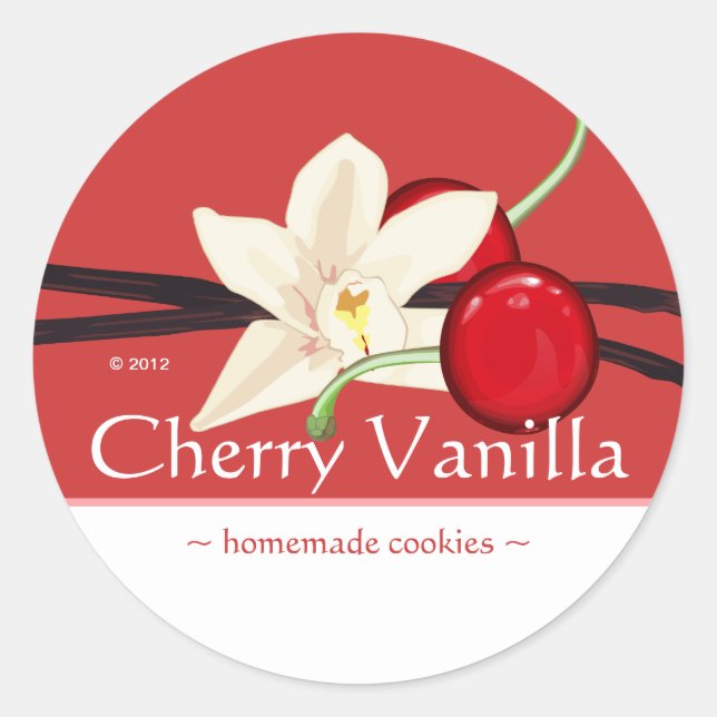 Anpassbare Cherry Vanilla-Sticker Runder Aufkleber (Vorderseite)