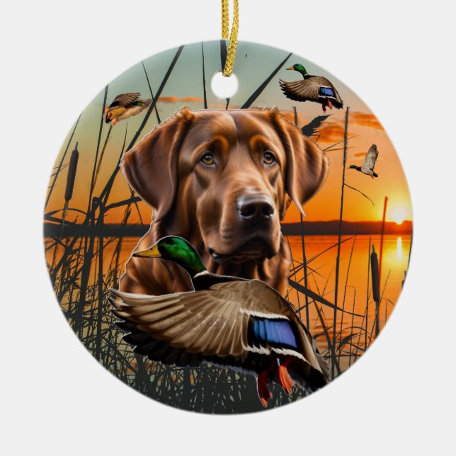 Anpassbare Chesapeake Bay Retriever Keramik Ornament (Vorne)
