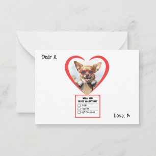 Anpassbare Chihuahua Valentinstag-Notizkarte Mitteilungskarte