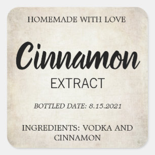 Anpassbare Cinnamon Extract Label BL_01sqBK Quadratischer Aufkleber
