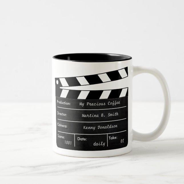 Anpassbare Clapperboard-Tasse Zweifarbige Tasse (Rechts)