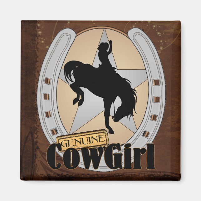 Anpassbare Cowgirl Rodeo Magnet (Vorne)