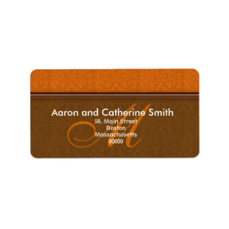 Anpassbare Damask Monogram Address Labels Adressaufkleber