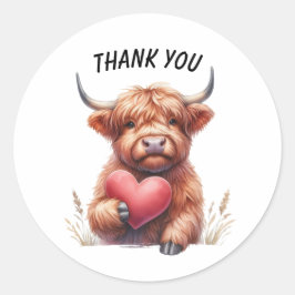 Anpassbare Dankbarkeit Text, Hochlandkalb Runder Aufkleber