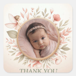 Anpassbare "Danke"-Sticker mit Fairy Frame Quadratischer Aufkleber
