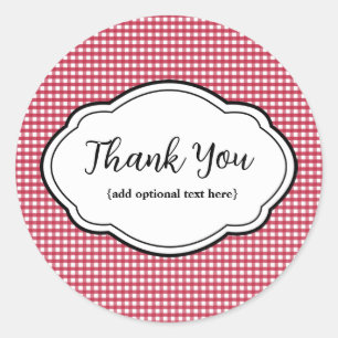 Anpassbare Danksagung Rot & Weiß Gingham Sticker