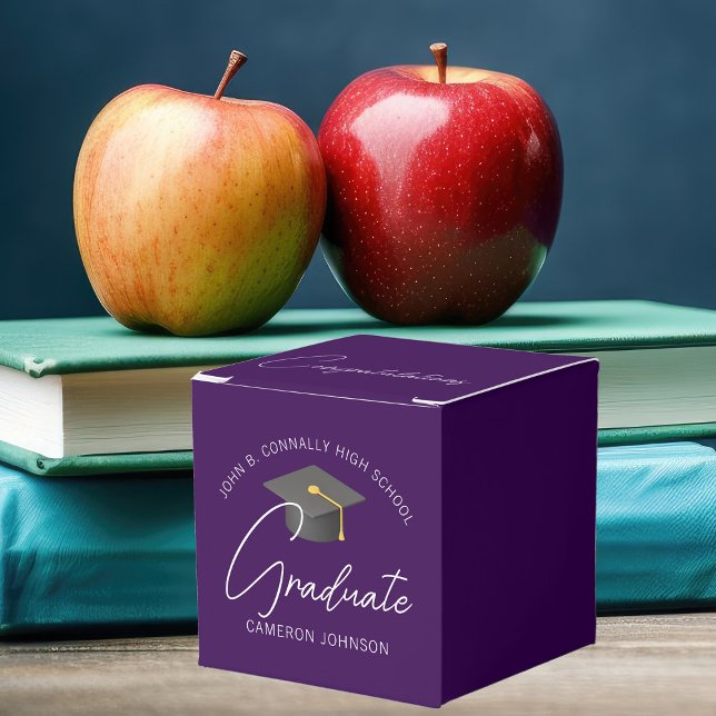 Anpassbare Dark Lila Modern Graduation Party Geschenkschachtel (Von Creator hochgeladen)