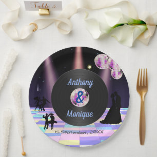 Anpassbare Disco-Hochzeit Pappteller