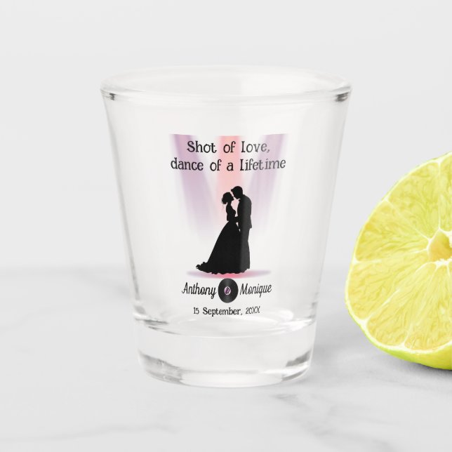 Anpassbare Disco-Hochzeit Schnapsglas (Vorderseite)