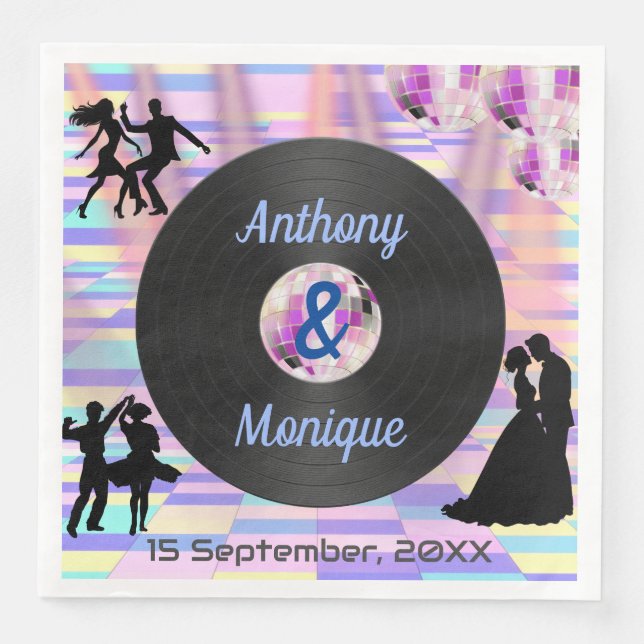 Anpassbare Disco-Hochzeit Serviette (Vorderseite)