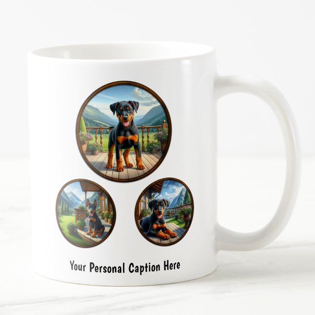 Anpassbare Doberman Pinscher Puppy Kaffeetasse (Von Creator hochgeladen)
