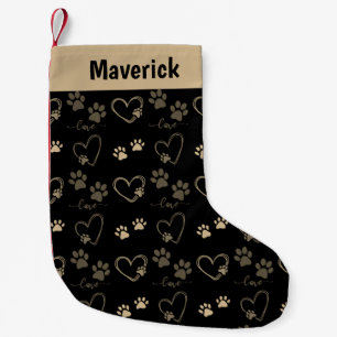 Anpassbare DOG PAW-DRUCKER und LIEBE-HARTEN Kleiner Weihnachtsstrumpf