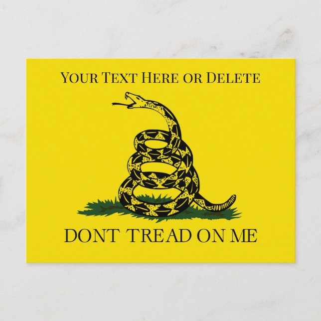 Anpassbare Don't Tread on Me Snake Gadsden Flag Postkarte (Vorderseite)