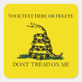 Anpassbare Don't Tread on Me Snake Gadsden Flag Quadratischer Aufkleber