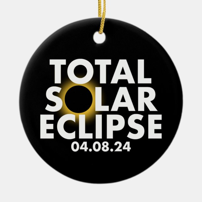 Anpassbare Eclipse 2024 Keramik Ornament (Vorne)