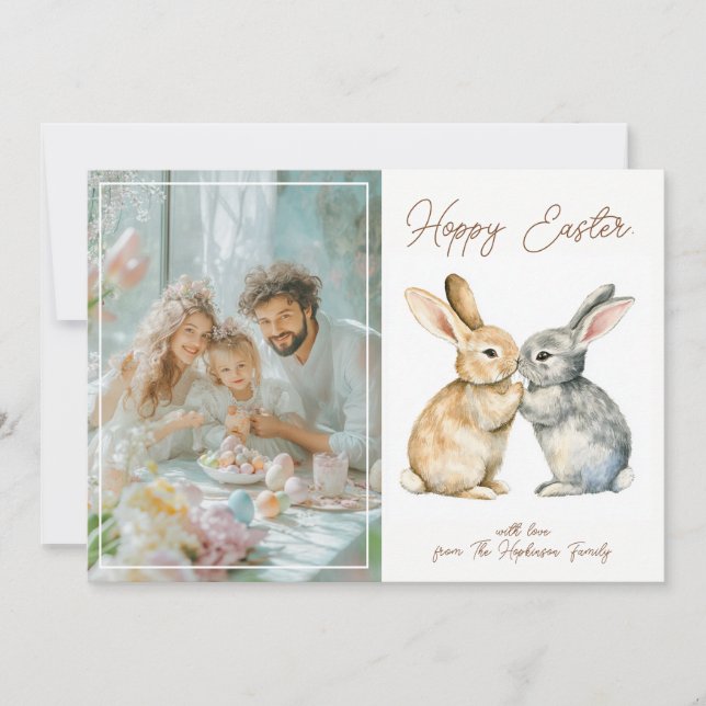 Anpassbare 🐇 Eierstra Niedlich Hoppy Oaster Feiertagskarte (Vorderseite)