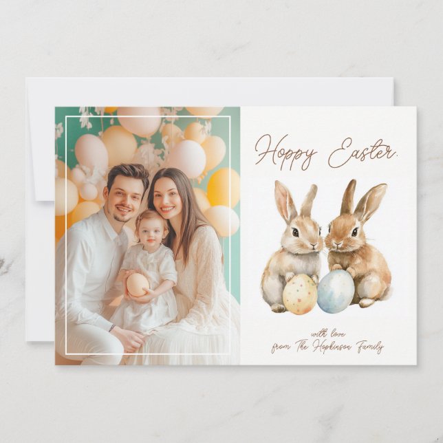 Anpassbare 🐇 Eierstra Niedlich Hoppy Oaster Feiertagskarte (Vorderseite)