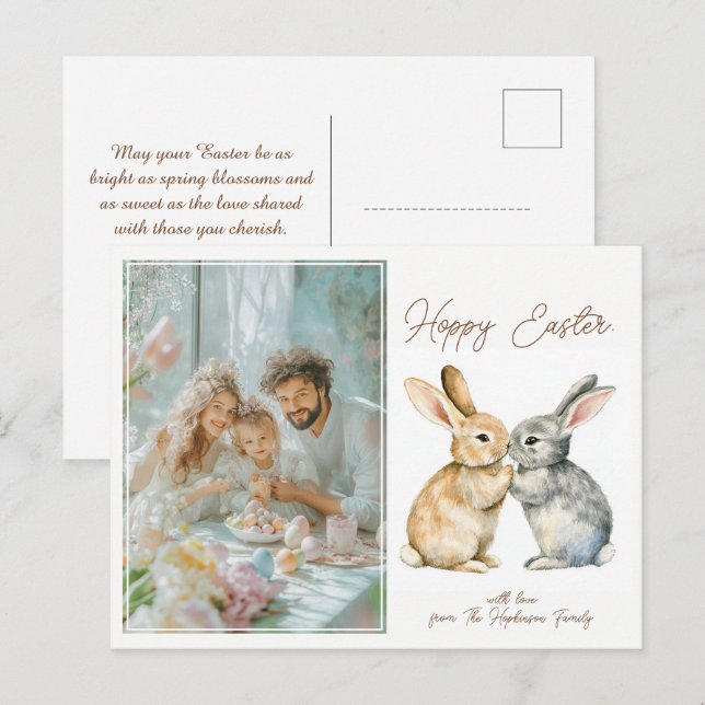 Anpassbare 🐇 Eierstra Niedlich Hoppy Oaster Feiertagspostkarte (Vorne/Hinten)