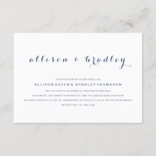 Anpassbare Einladung für Dusty Navy zur Hochzeit