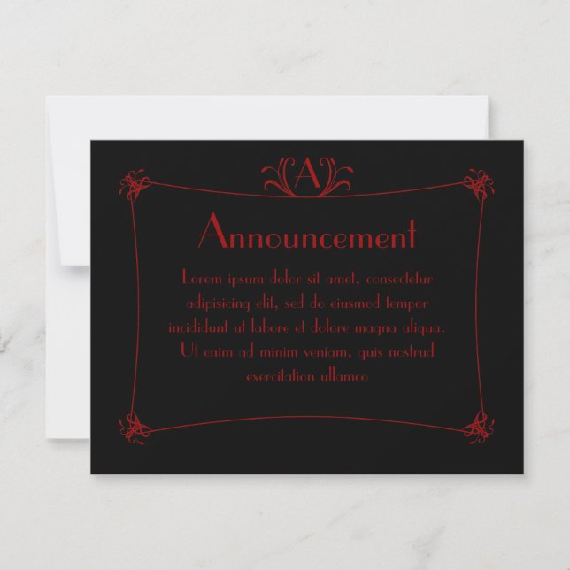 Anpassbare Elegangrenze mit Monogramm Ankündigung (Vorderseite)