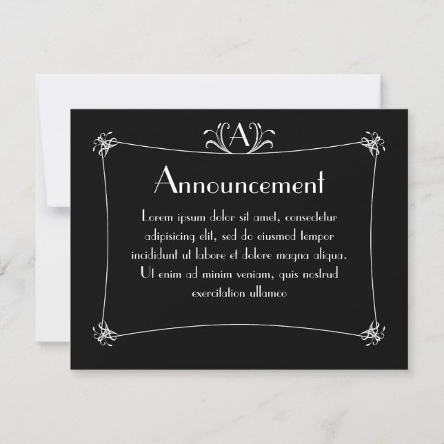 Anpassbare Elegangrenze mit Monogramm Ankündigung (Vorderseite)