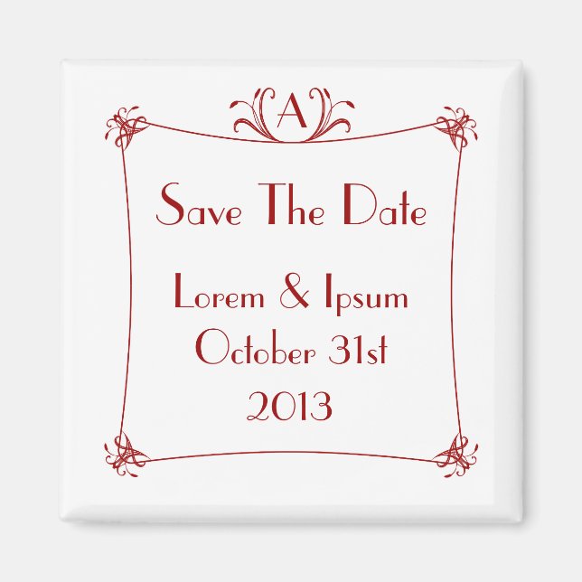 Anpassbare Elegangrenze mit Monogramm Magnet (Vorne)