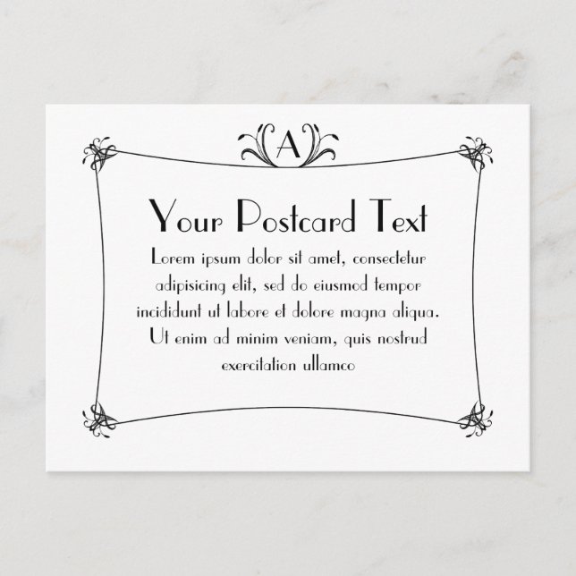 Anpassbare Elegangrenze mit Monogramm Postkarte (Vorderseite)