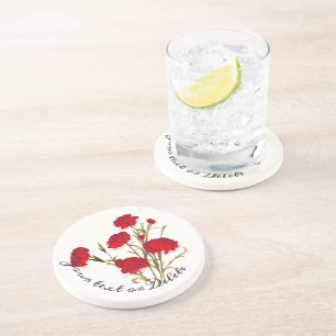 Anpassbare Elegante Vintage-Blumen-Rote Nelke Getränkeuntersetzer