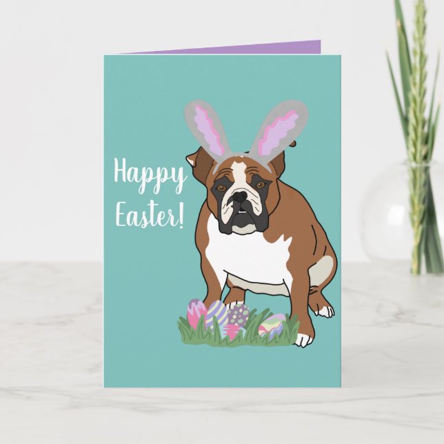 Anpassbare englische Bulldog Ostern Karte (Vorderseite)