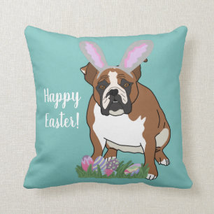 Anpassbare englische Bulldog Ostern Kissen