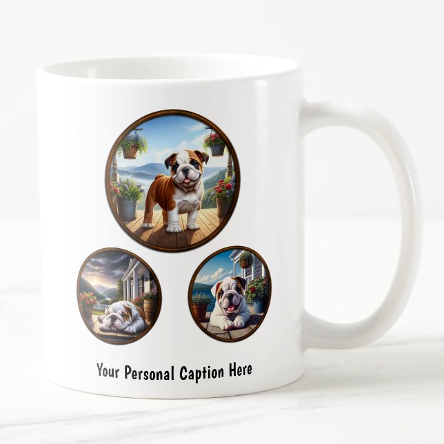 Anpassbare englische Bulldog Welpe Kaffeetasse (Von Creator hochgeladen)
