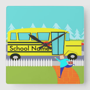 Anpassbare Erfassung der Schulbusuhr Quadratische Wanduhr