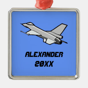 Anpassbare F16-Fighting Falcon Design Silbernes Ornament