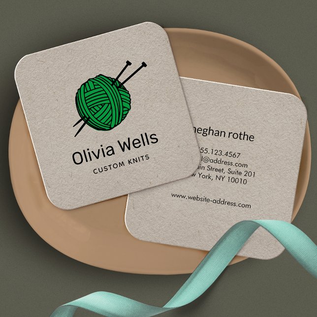 Anpassbare Farbknitter für das Knittern von Croche Quadratische Visitenkarte (Von Creator hochgeladen)