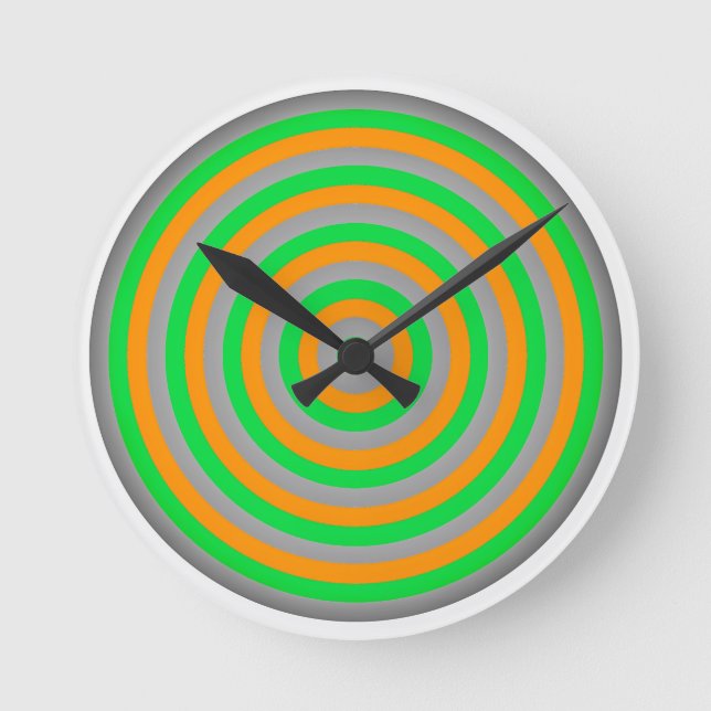 Anpassbare Farbkonzentrische Circle-Design Runde Wanduhr (Vorderseite)
