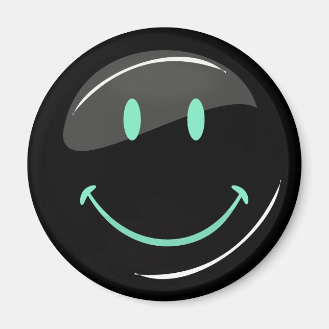 Anpassbare Farbneon Black Happy Face Magnet (Vorne)