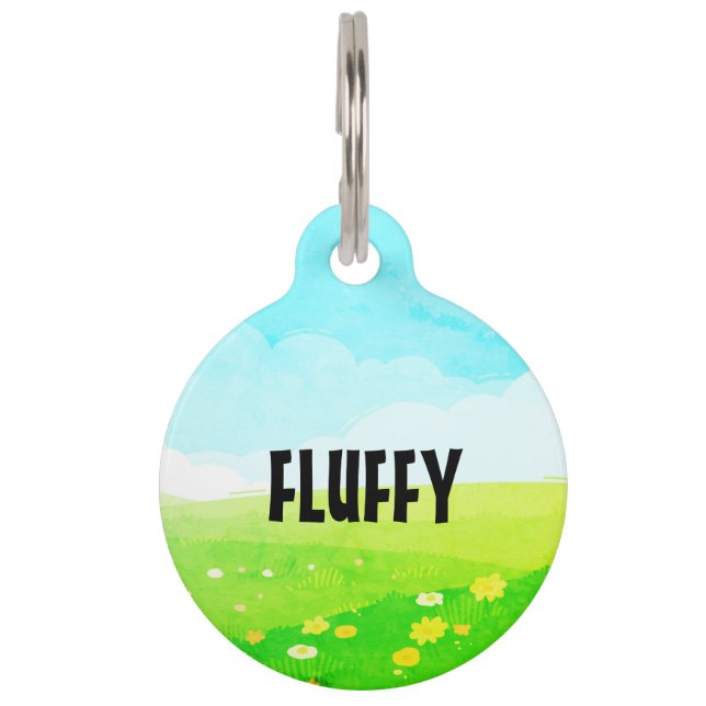 Anpassbare Feldfrühlingszeit Haustiermarke (Vorderseite)