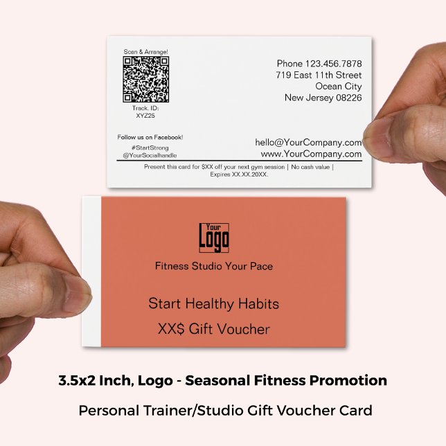 Anpassbare Fitness Anfänger-Gutscheinkarte (3.5x2 Inch, Landscape Format, Adaptable Fitness Beginner Promo Gift Voucher Card)