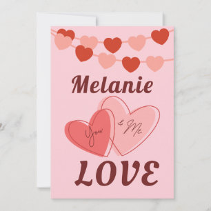 Anpassbare flache Valentinstagskarte Feiertagskarte