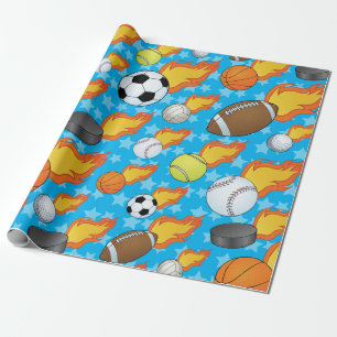 Anpassbare flammende Sportarten Geschenkpapier