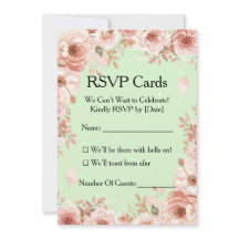 Anpassbare Florale Mint- und rosa Rosen RSVP