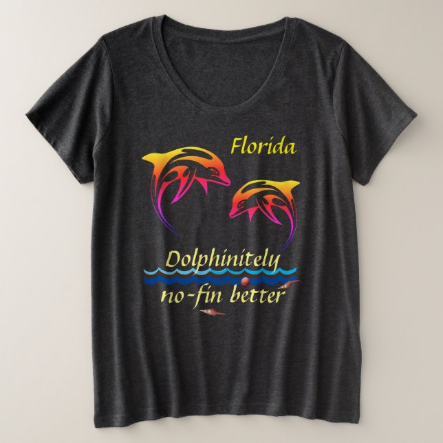 Anpassbare Florida mit Delphinen Große Größe T-Shirt (Design vorne)