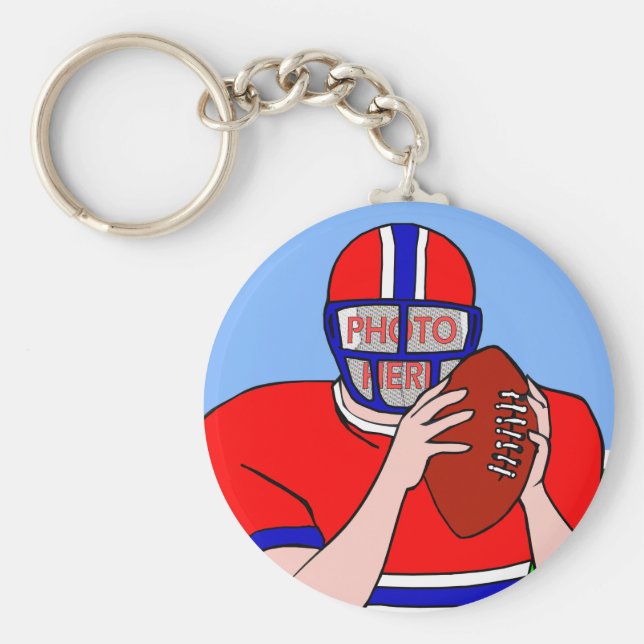 Anpassbare Foto-Fußball-Gitter Eisen Schlüsselanhänger (Vorne)