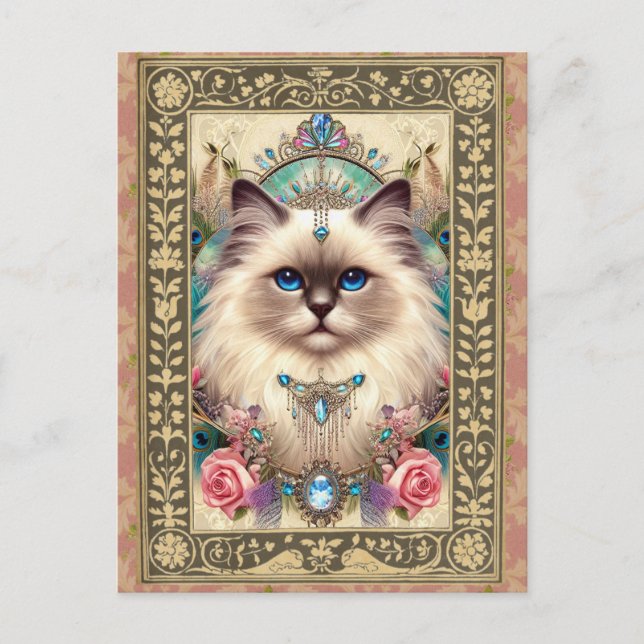 Anpassbare Foto Post Card Ragdoll Cat Vintag Postkarte (Vorderseite)