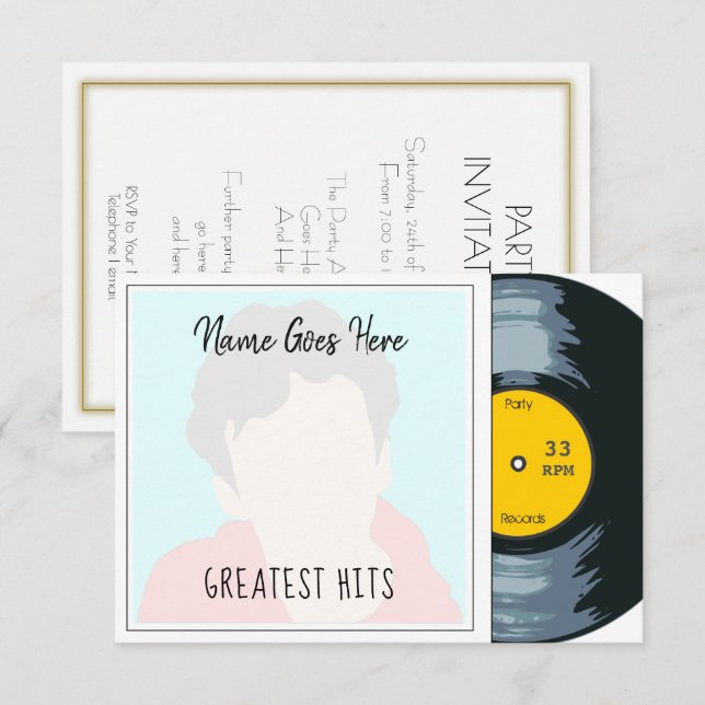Anpassbare Foto Record Sleeve Party Einladung (Vorne/Hinten)