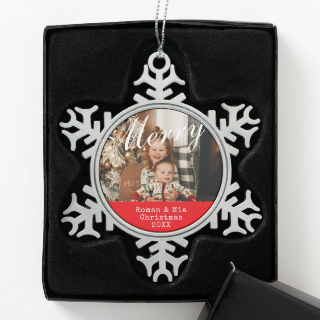Anpassbare Foto Snowflake Gerahmte Ornamente (Box)