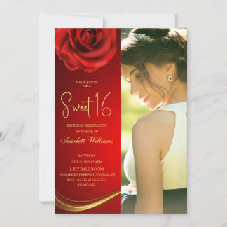 Anpassbare Foto Sweet 16 Einladung