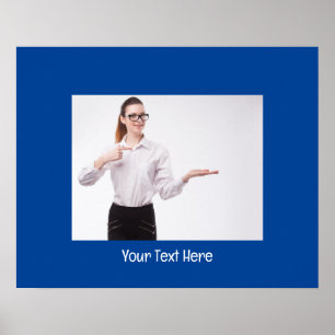 Anpassbare Foto- und Texttiefe Blau Poster